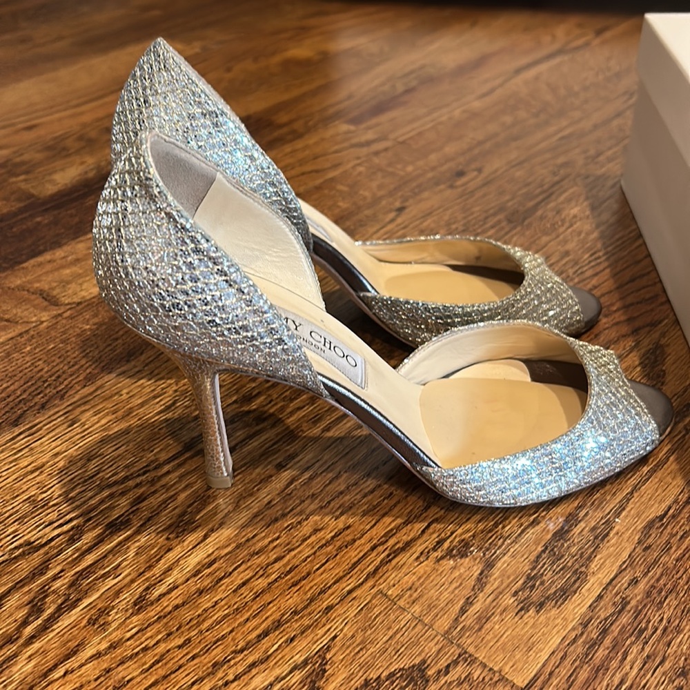 Jimmy Choo glitter peep toe heel